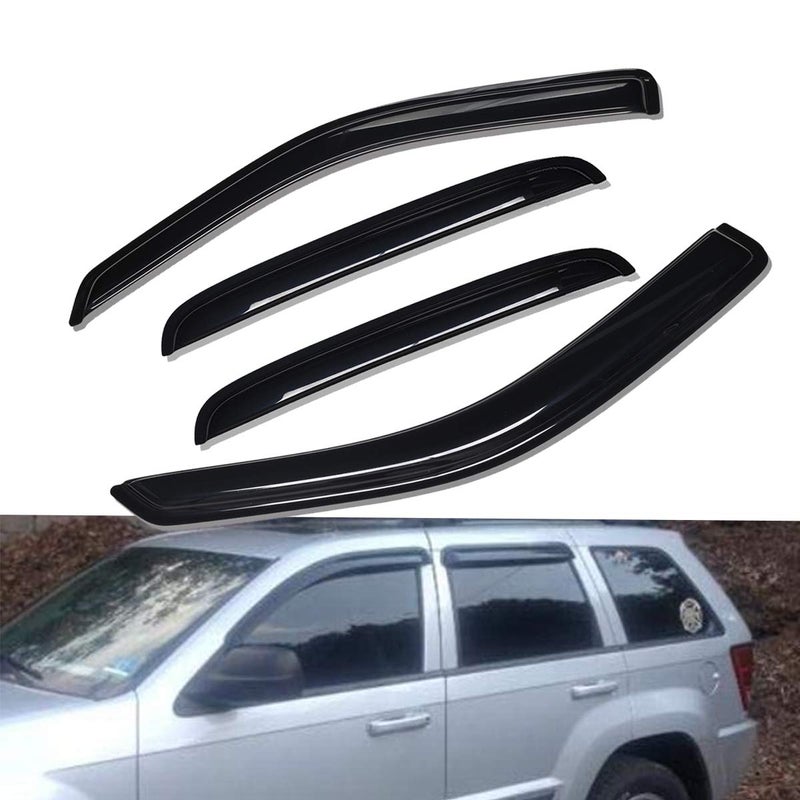 Lightronic Extra Durable Outside-Mount Auto Vent Window Visor, Fits 2005-2010 Jeep Grand Cherokee, UV Protection Rain Guard, Original Wind Deflector, No-Drill Easy Install, Dark Smoke, 4-Pcs - Image 3
